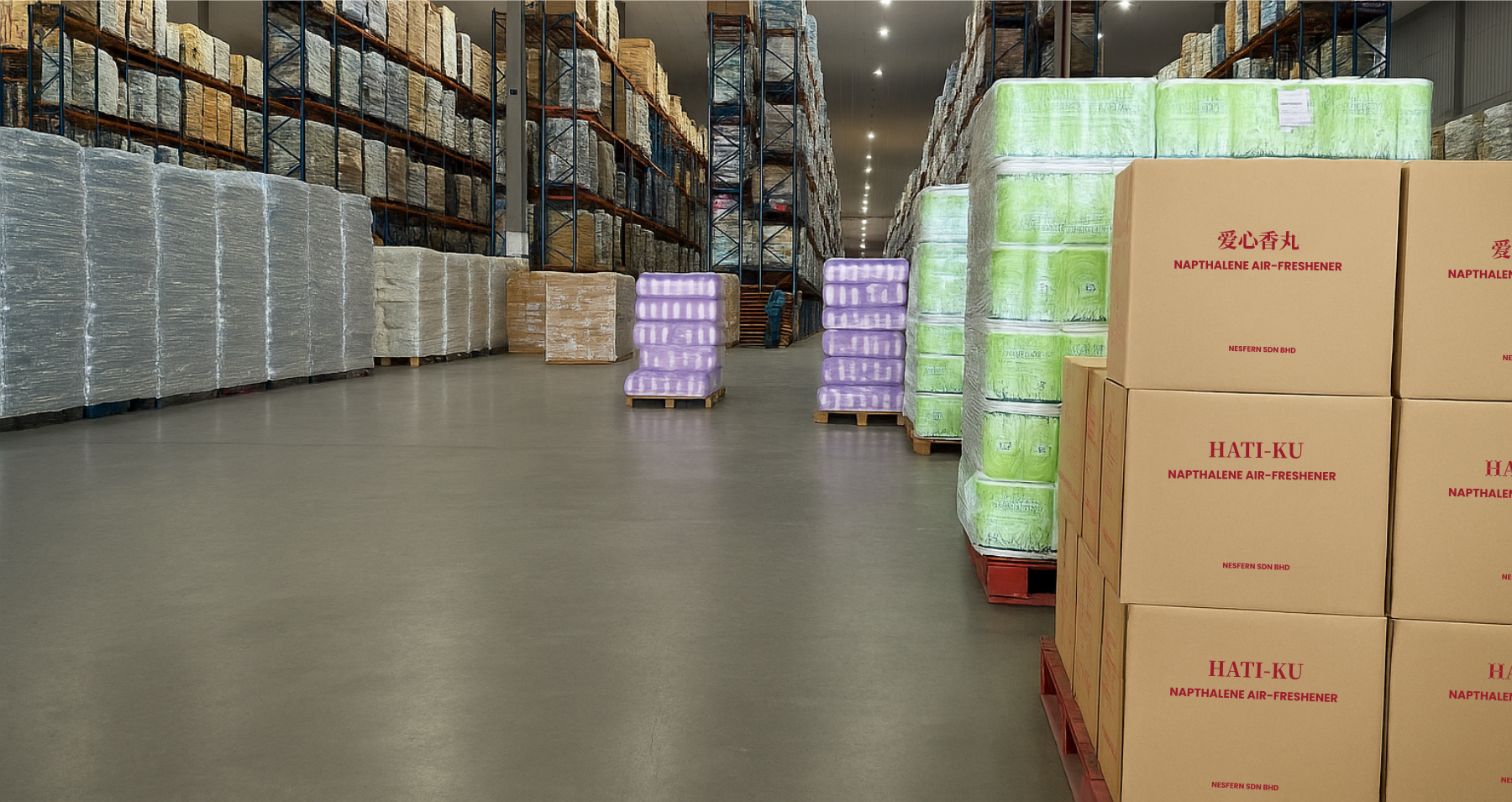 Nesfern warehouse stocked with FMCG products